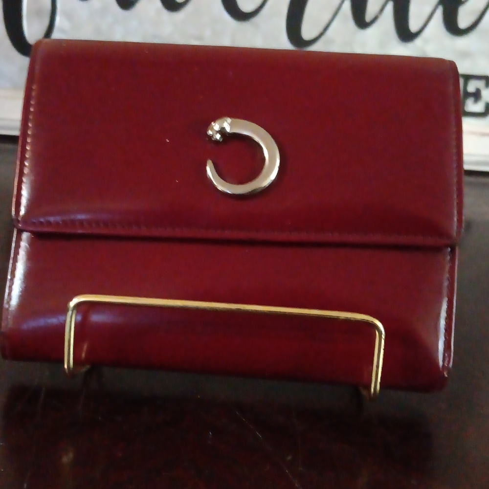 CARTIER EUC BEAUTIFUL SIGNATURE BURGUNDY TRIFOLD WALLET
